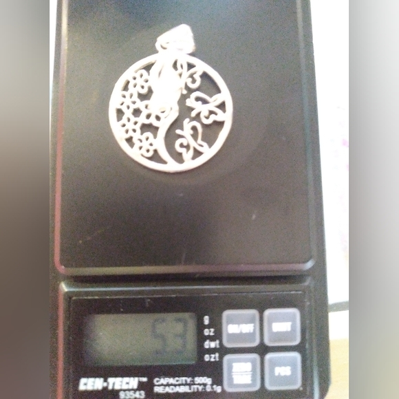 ❤️ 1 1/8" 925 SS 🦋 Butterfly/Flowers🌼 Pendant - Picture 7 of 7